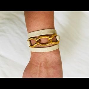 Gorjana gold and leather wrap bracelet